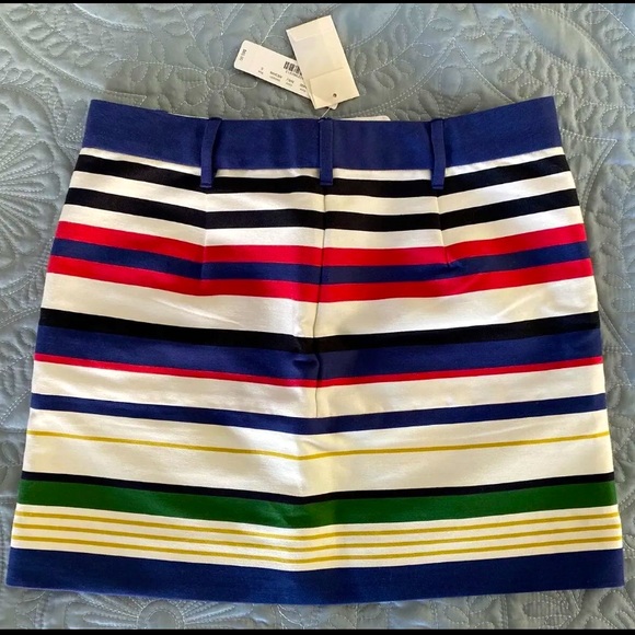 J. Crew Multicolored Striped Mini Skirt NWT Cotton Blend women’s size 0 - Picture 3 of 4